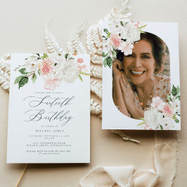 Pink Floral Sechzigste Geburtstagsparty Einladung