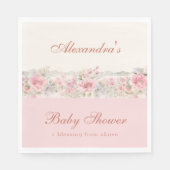 Pink Floral Shabby Chic Christian Baby Shower  Serviette (Vorderseite)