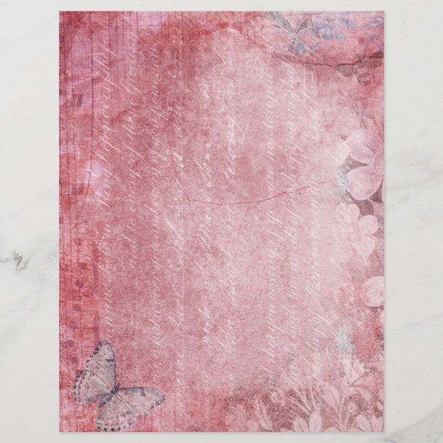 Pink Floral Shabby Journal Scrapbook Paper (Vorderseite)