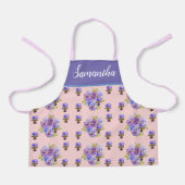 Pink Floral Shabby Pink Dot Pansy Viola Kinder Gir Schürze (Vorderseite)