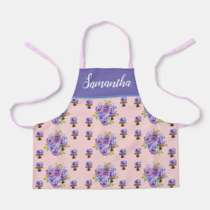Pink Floral Shabby Pink Dot Pansy Viola Kinder Gir Schürze