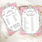 Pink Floral Silber Quinceañera Mis Padrinos Card Einladung