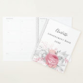 Pink floral silver foliage white name script 2023 planer (Anzeige)