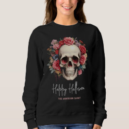 Pink Floral Skull Halloween Sweatshirt