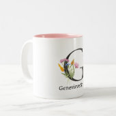 PINK FLORAL SOFT BLUSH ALPHABETS NAME LETTER G ZWEIFARBIGE TASSE (Vorderseite Links)