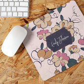 Pink Floral Soft Custom Name Pastel Flower Design Mousepad