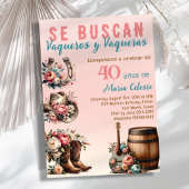 Pink Floral Spanischer Western Cowboy 40. Geburtst Einladung