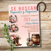 Pink Floral Spanischer Western Cowboy 50. Geburtst Einladung