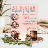 Pink Floral Spanischer Western Cowboy 60. Geburtst Einladung