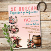 Pink Floral Spanischer Western Cowboy 60. Geburtst Einladung