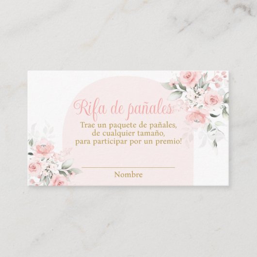Pink Floral Spanisches Windelwaschgerät Raffle Bab Begleitkarte (Vorderseite)