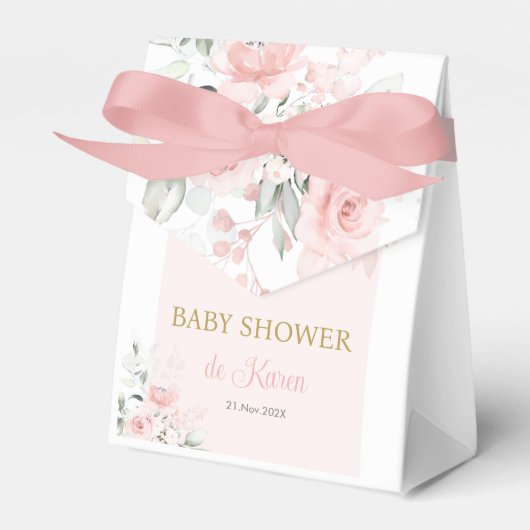 Pink Floral Spanish Baby Dusche Geschenkschachtel (Vorderseite)