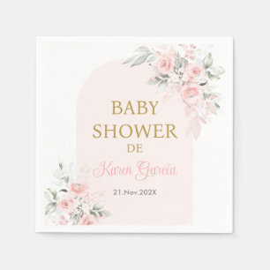 Pink Floral Spanish Baby Shower Girl Serviette