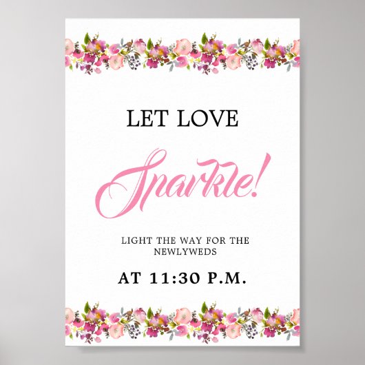 Pink Floral Sparkon Absenden Poster (Vorne)
