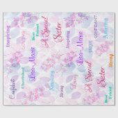Pink Floral Special Schwester bedacht Herz Geschenkpapier (Flach)
