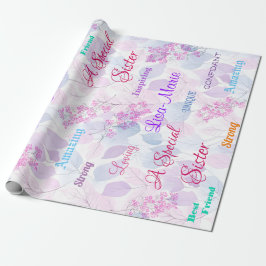 Pink Floral Special Schwester bedacht Herz Geschenkpapier