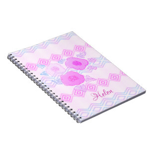 Pink Floral Spiral Notebook Notizblock