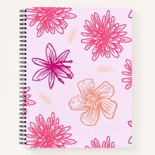 Pink Floral Spiral Notebook Notizblock (Vorderseite)