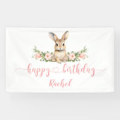 Pink Floral Spring Bunny Happday Banner (Horizontal)