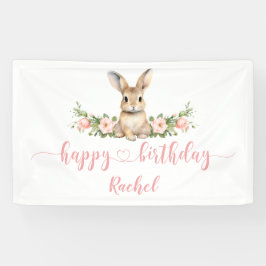 Pink Floral Spring Bunny Happday Banner