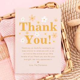 Pink Floral Spring Girl Dusche Dankeskarte