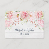 Pink Floral Spring Wedding Place Setting Cards Platzkarte (Rückseite)