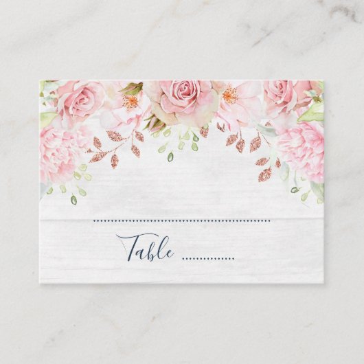 Pink Floral Spring Wedding Place Setting Cards Platzkarte (Vorderseite)