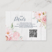 Pink Floral Spring Wedding QR code Details Insert (Vorderseite)