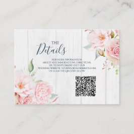 Pink Floral Spring Wedding QR code Details Insert