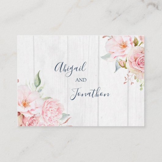 Pink Floral Spring Wedding QR code Details Insert (Rückseite)