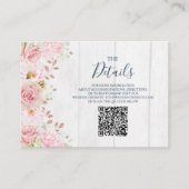 Pink Floral Spring Wedding QR code Details Insert (Vorderseite)