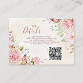 Pink Floral Spring Wedding QR code Details Insert (Vorderseite)
