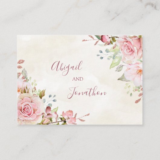 Pink Floral Spring Wedding QR code Details Insert (Rückseite)