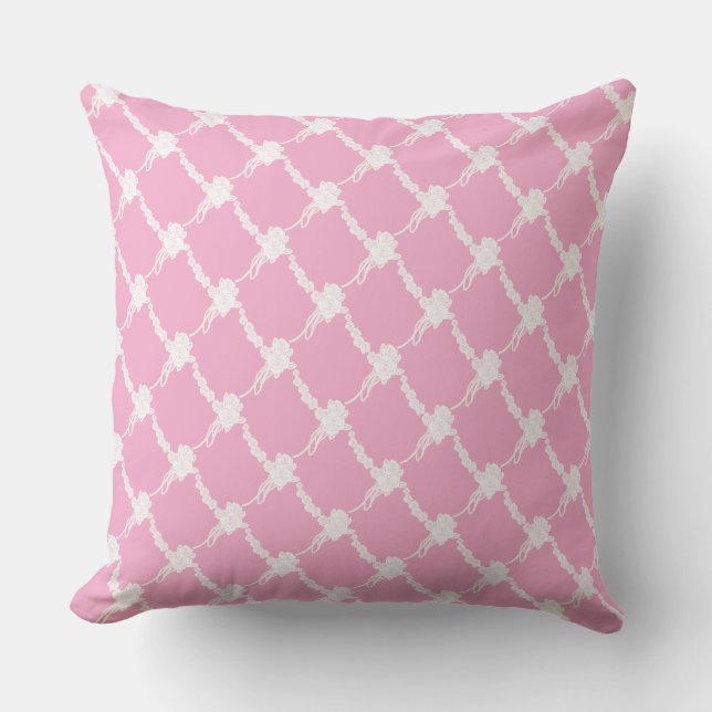 Pink Floral Squared Diagonal Zuhause Collection Kissen (Vorderseite)