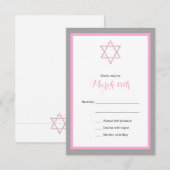 Pink Floral Star Bat Mitzvah RSVP CARD Karte (Vorne/Hinten)