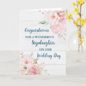 Pink Floral StepTochterin Hochzeit Glückwunsch Karte (Gelbe Blume)