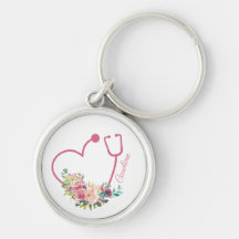 Pink Floral Stethoscope Heart Medical Nurse Doctor