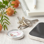 Pink Floral Stethoscope Heart Medical Nurse Doctor Schlüsselanhänger (Seite)