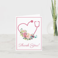 Pink Floral Stethoscope Herzmedizin Danke