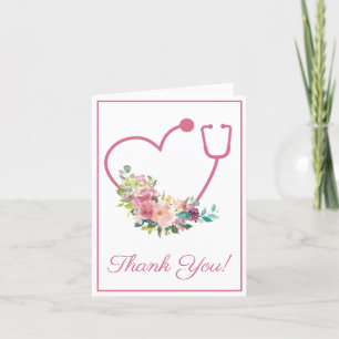 Pink Floral Stethoscope Herzmedizin Danke