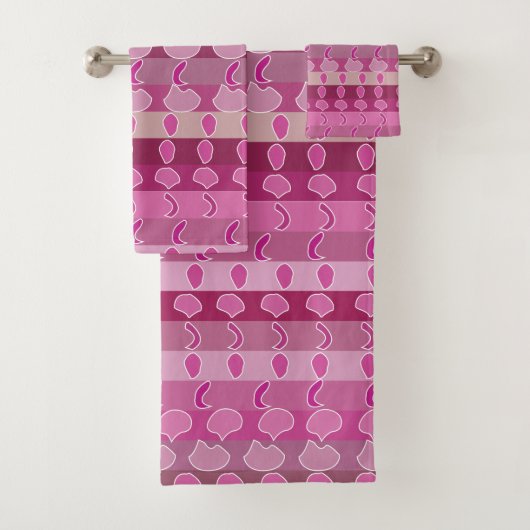 Pink Floral Strip Muster Badhandtuch Set (Insitu)
