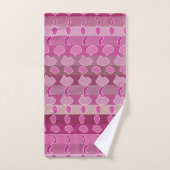 Pink Floral Strip Muster Badhandtuch Set (Handtuch)