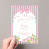 Pink Floral Stripe Let's Par-tea Birthday Acryleinladungen (Insitu (Handheld))
