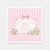 Pink Floral Stripe Let's Par-tea Birthday Serviette (Vorderseite)