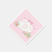 Pink Floral Stripe Let's Par-tea Birthday Serviette (Ecke)