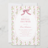 Pink Floral Striped Grandmillennial Bridal Shower Einladung (Vorderseite)