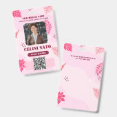 Pink Floral Style Homeschool ID Card Ausweis (Vorder- & Rückseite)