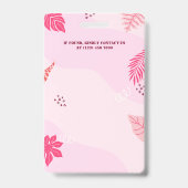Pink Floral Style Homeschool ID Card Ausweis (Rückseite)
