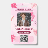Pink Floral Style Homeschool ID Card Ausweis (Vorderseite)