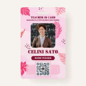 Pink Floral Style Homeschool ID Card Ausweis (Vorderseite)